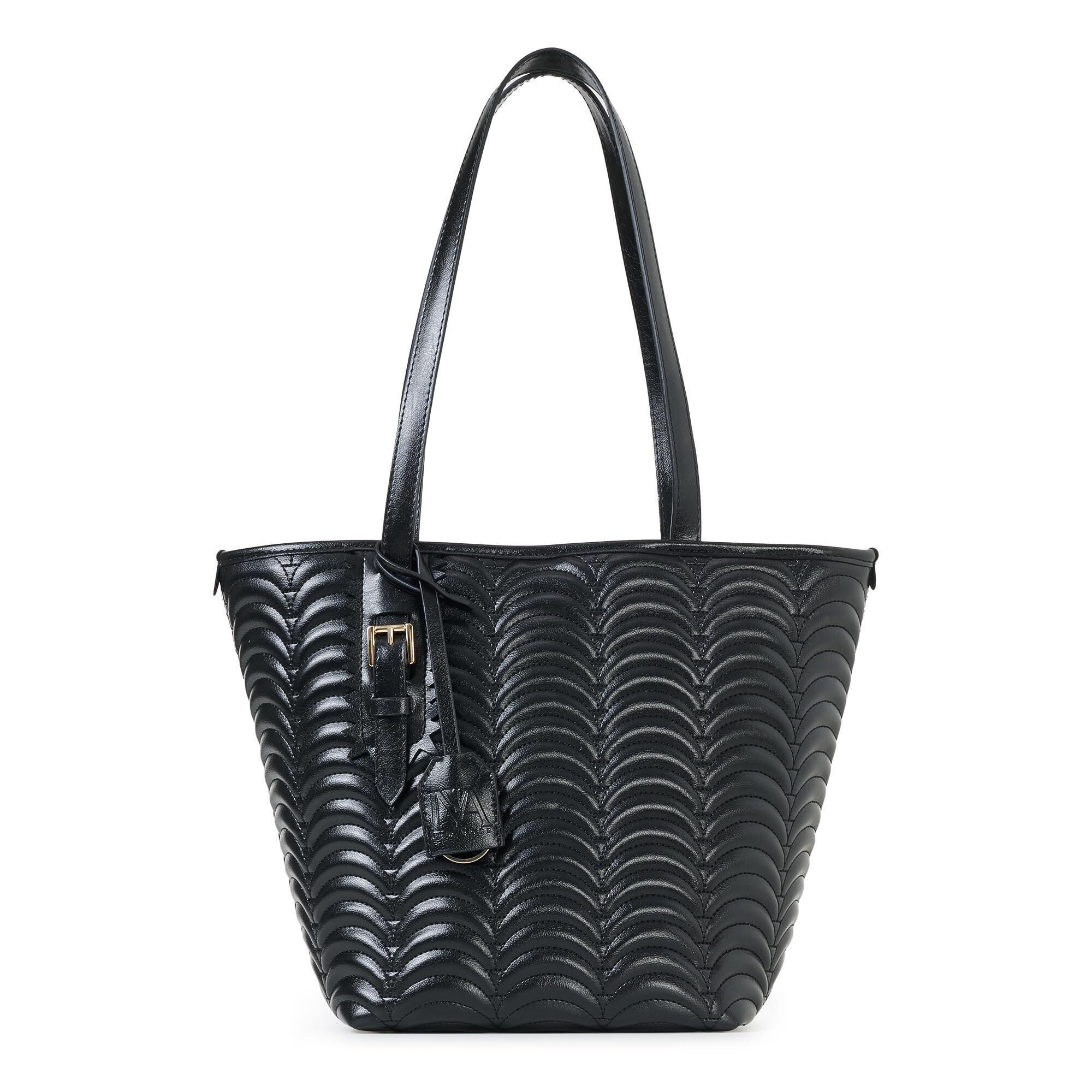 8002 Tote N1 Black Faux Leather Tote